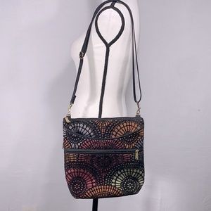 Danny K boho shoulder bag in multicolor medallion print